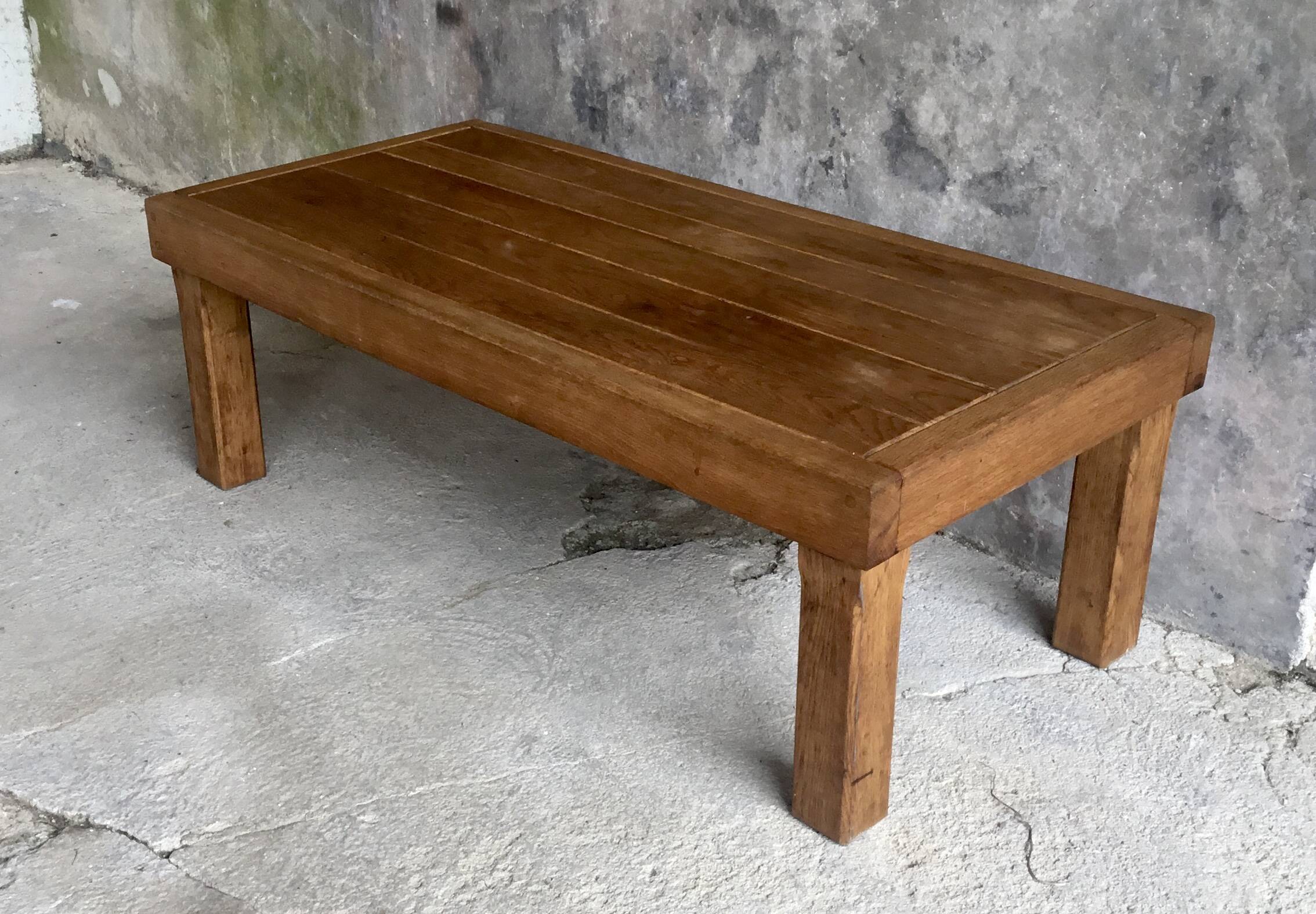 Brutalist rectangular coffee table - vintage 1960s