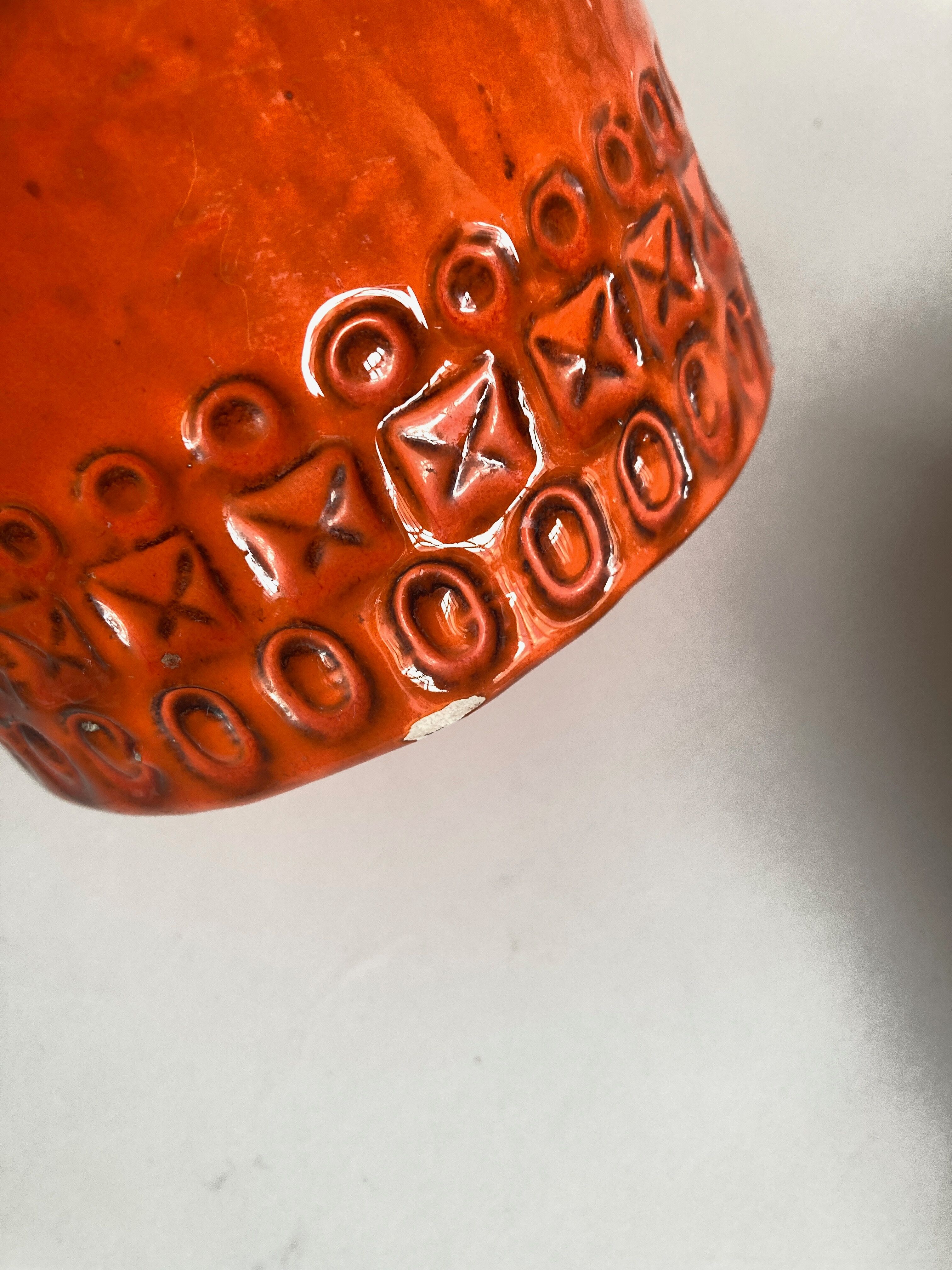 Bitossi Ceramiche orange pitcher vase by Aldo Londi Italian design