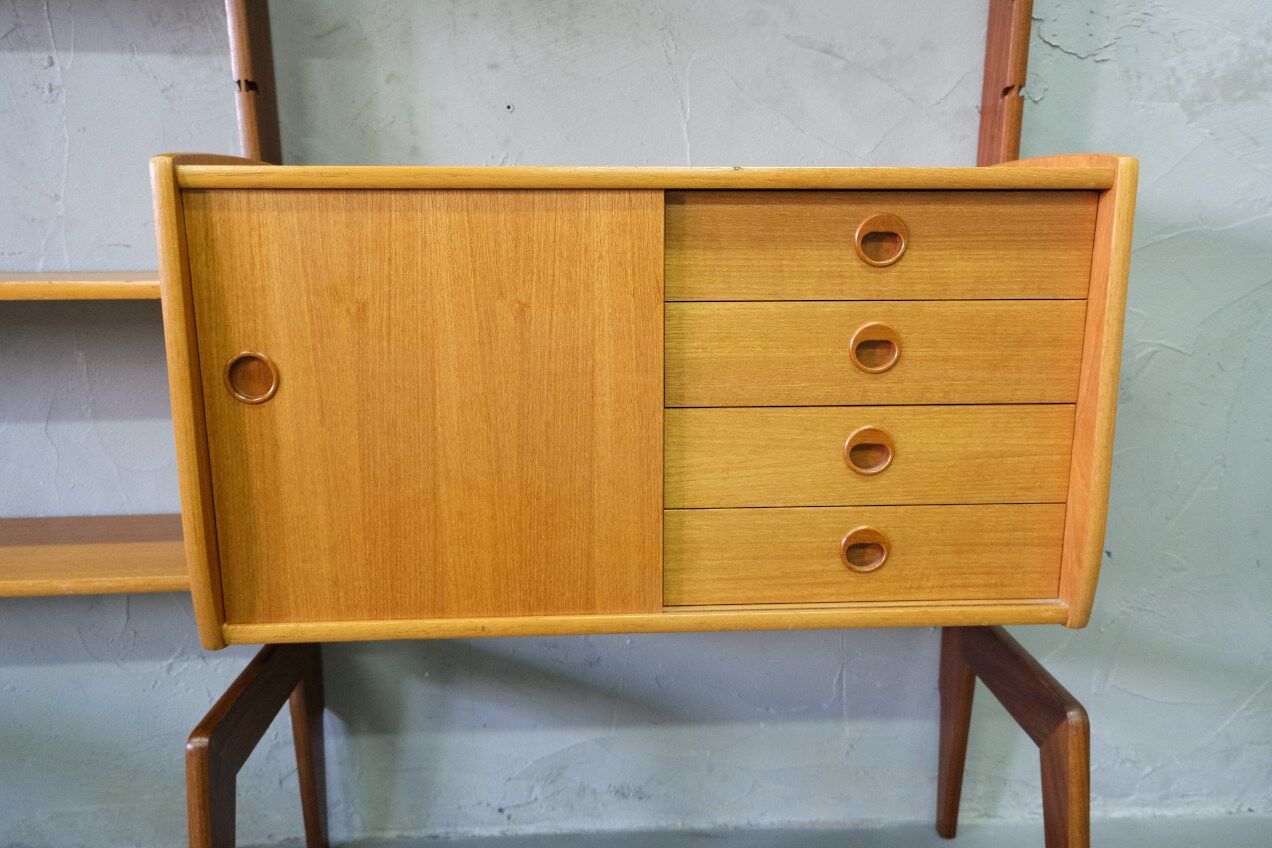 Mid-Century Modular Free-Standing Teak Wall Unit  by John Texmon for Blindheim Mobelfabrik, Norway,