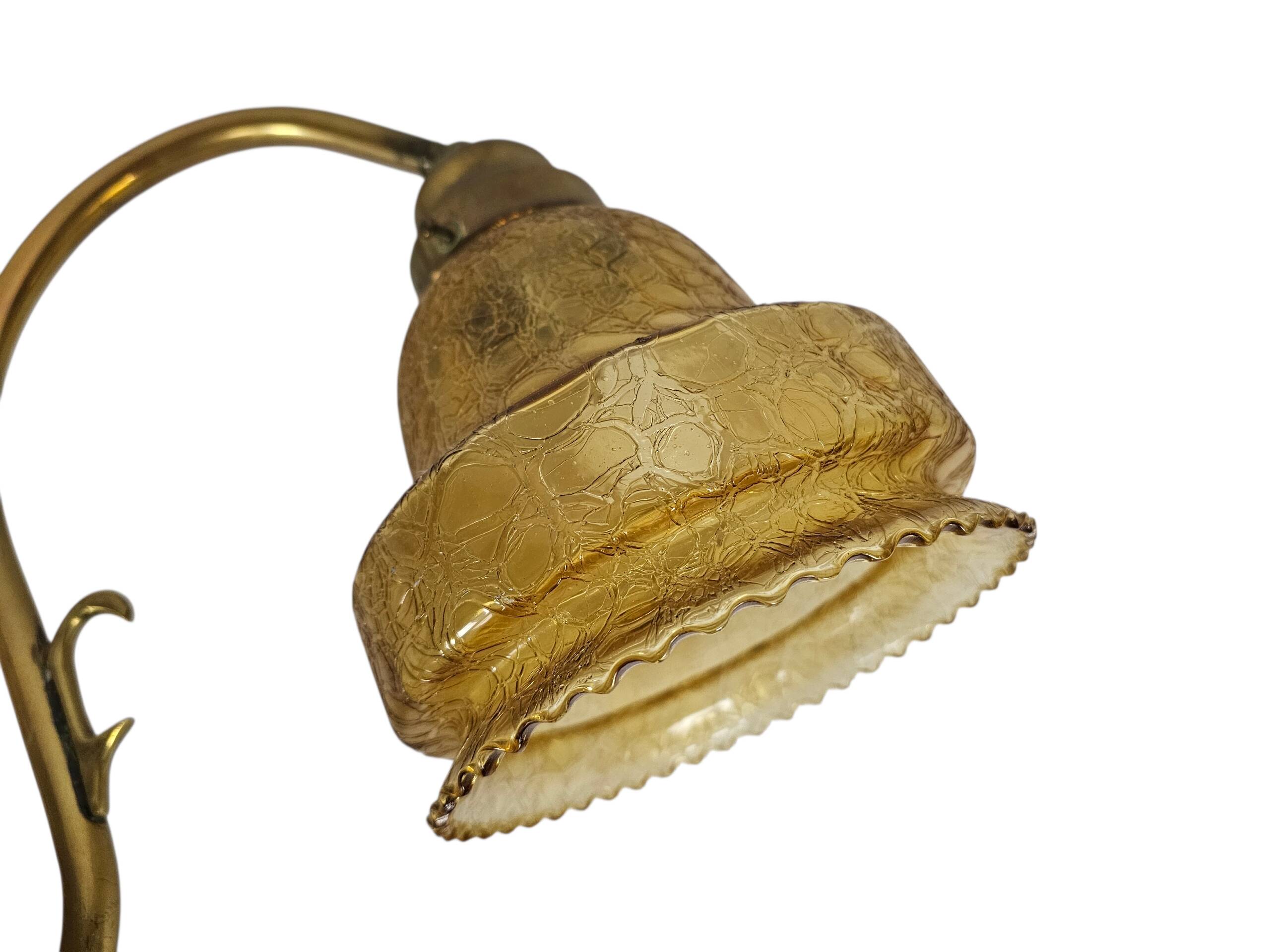 Table lamp - brass - glass - Hollywood Regency style - 70's