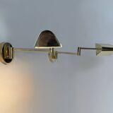 Pair of vintage adjustable wall lights, brass, France, 1970