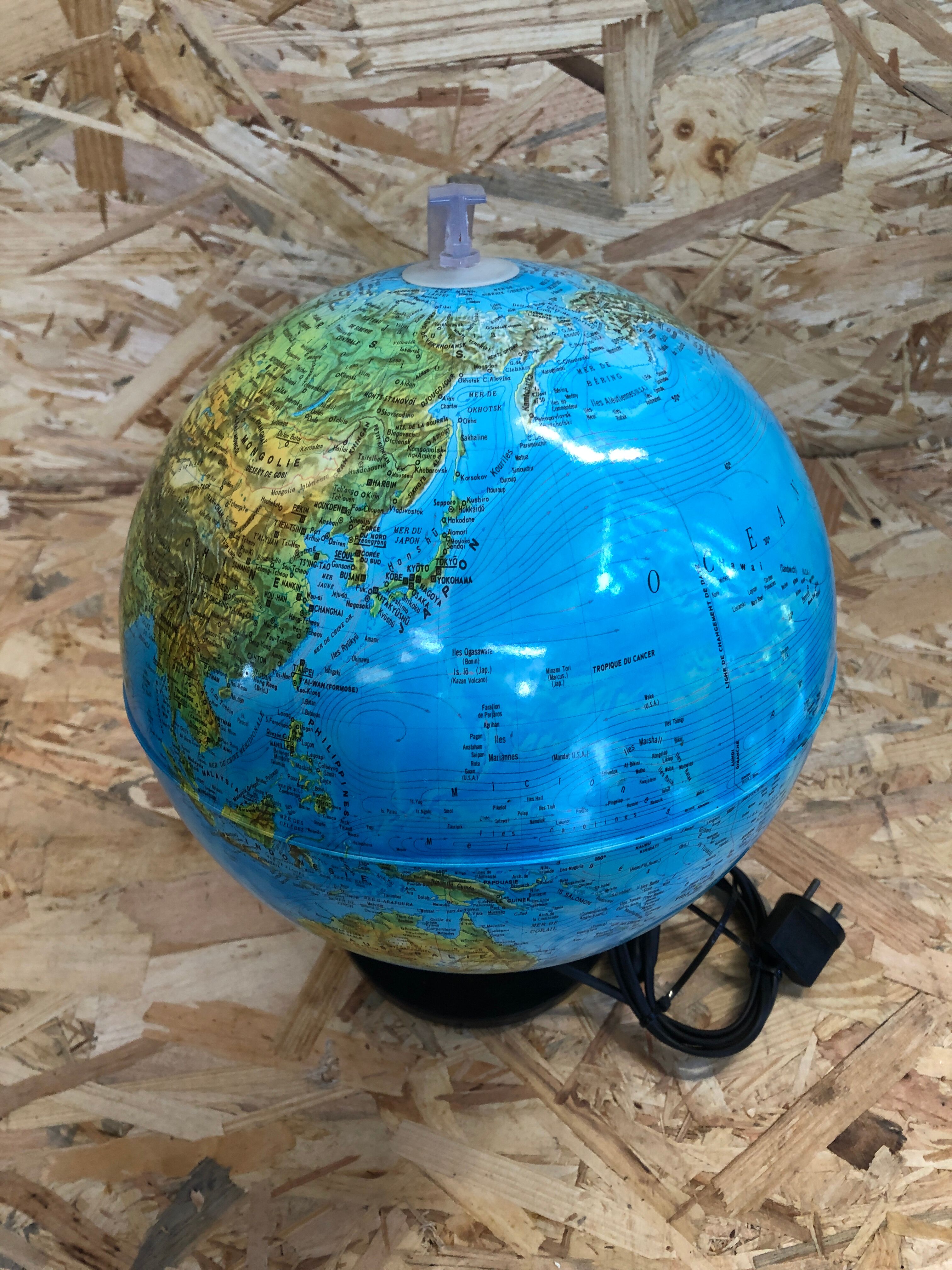 Old globe world map made in vintage Italy