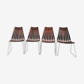 Set of 4 Sacandia dining chair by Hans Brattrud for Hove Mobler
