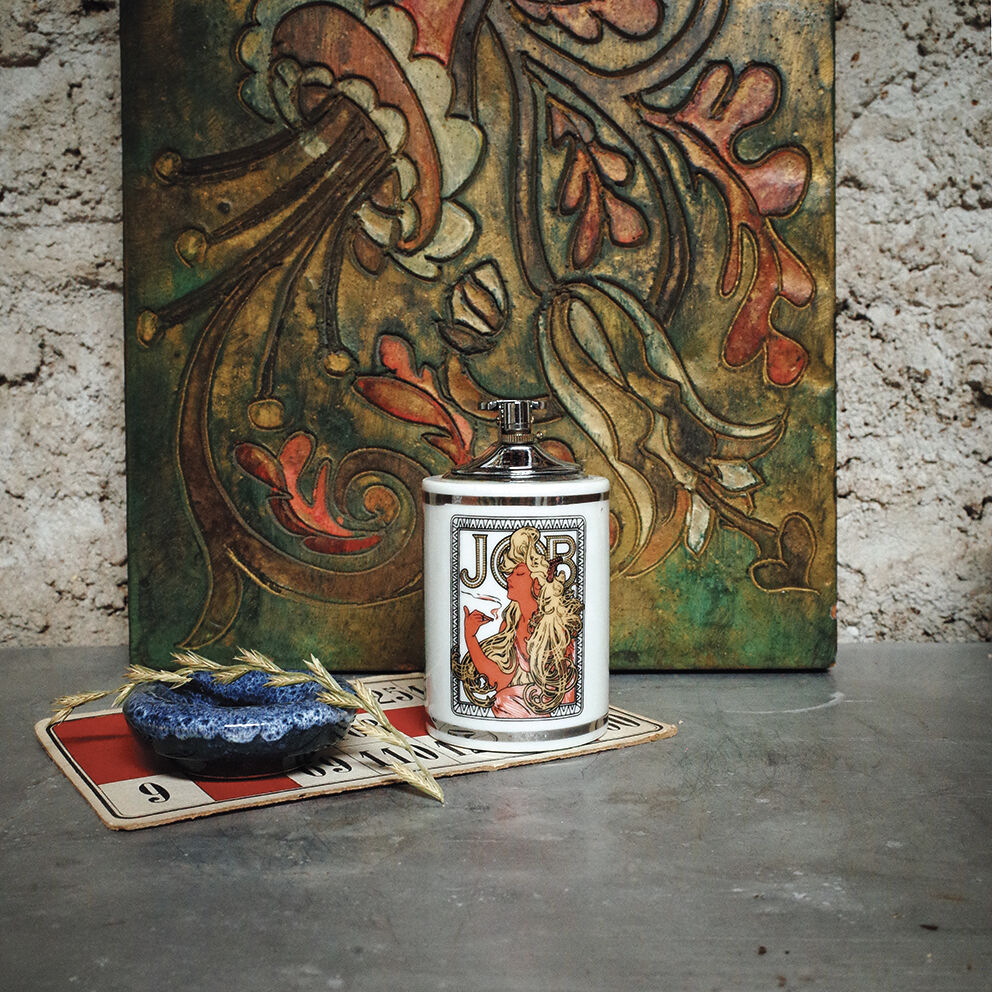 Alphonse mucha table lighter for job in earthenware