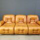 Mid century italian leather 3 seater sofa , 1970s