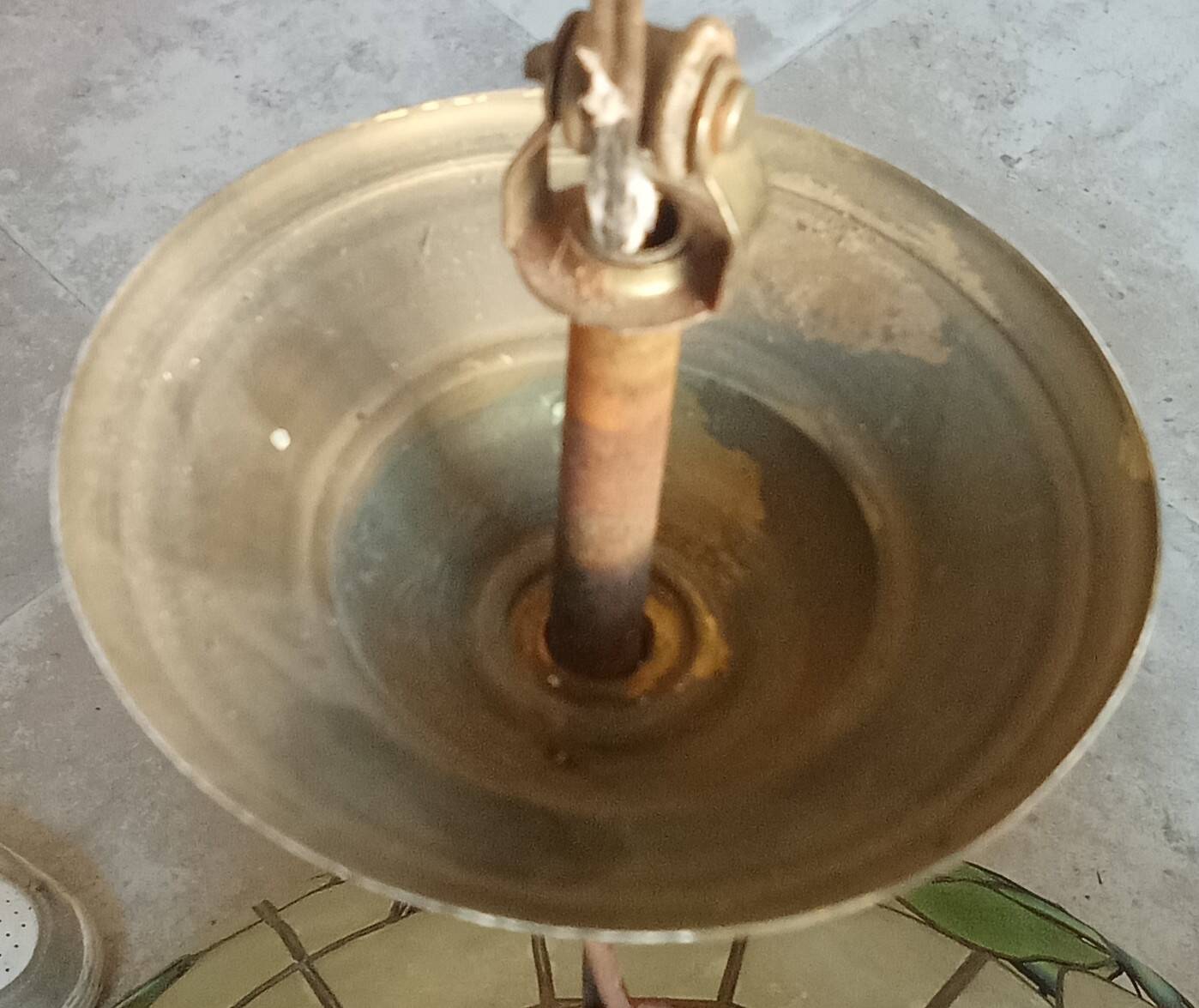 Ancienne suspension vitrail style Art Nouveau
