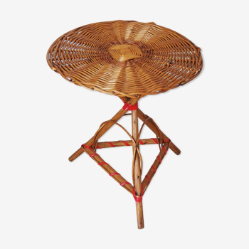 Rattan pedestal table – tripod – 1960s-1970s
