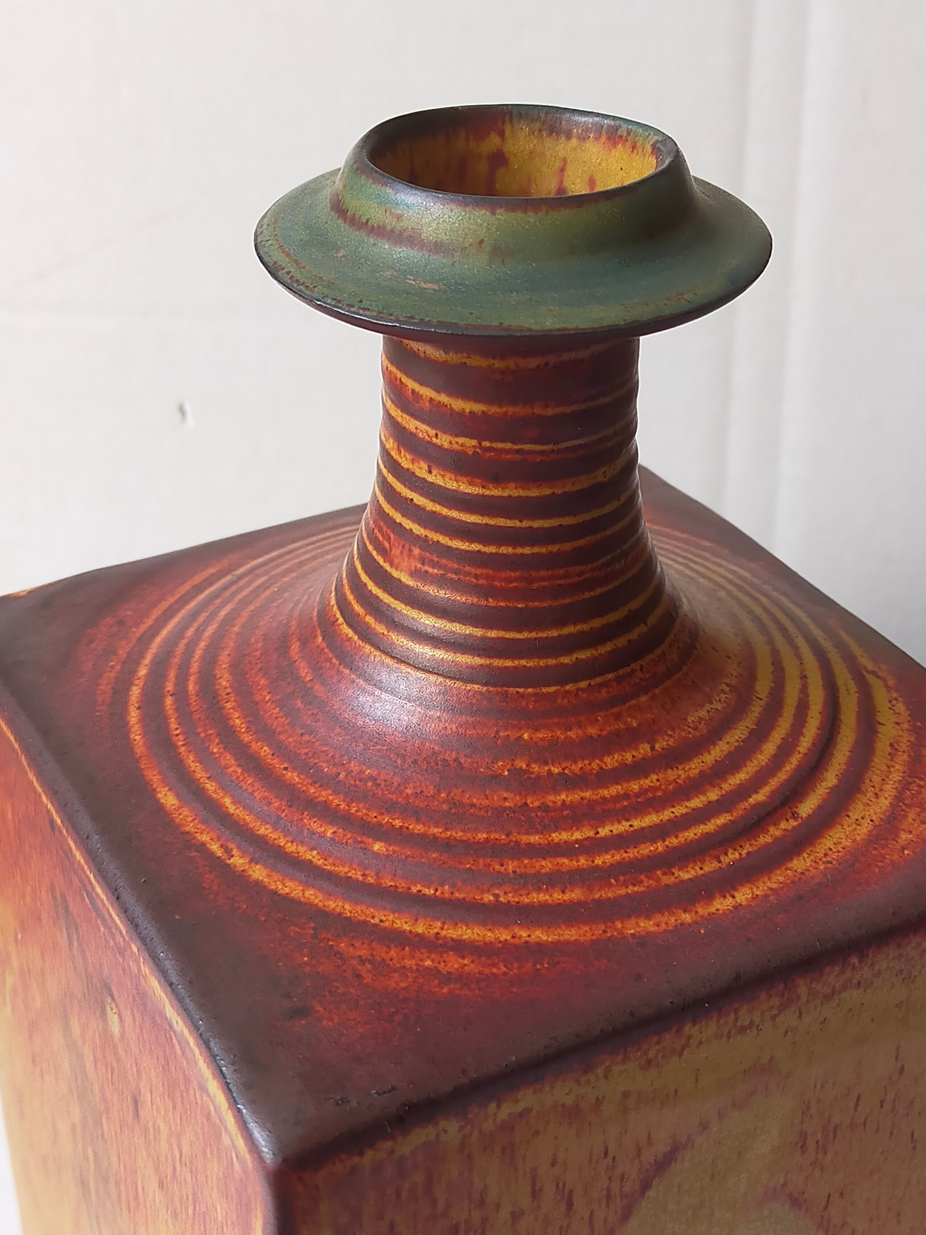 Vintage Scandinavian enamelled earth soliflore vase