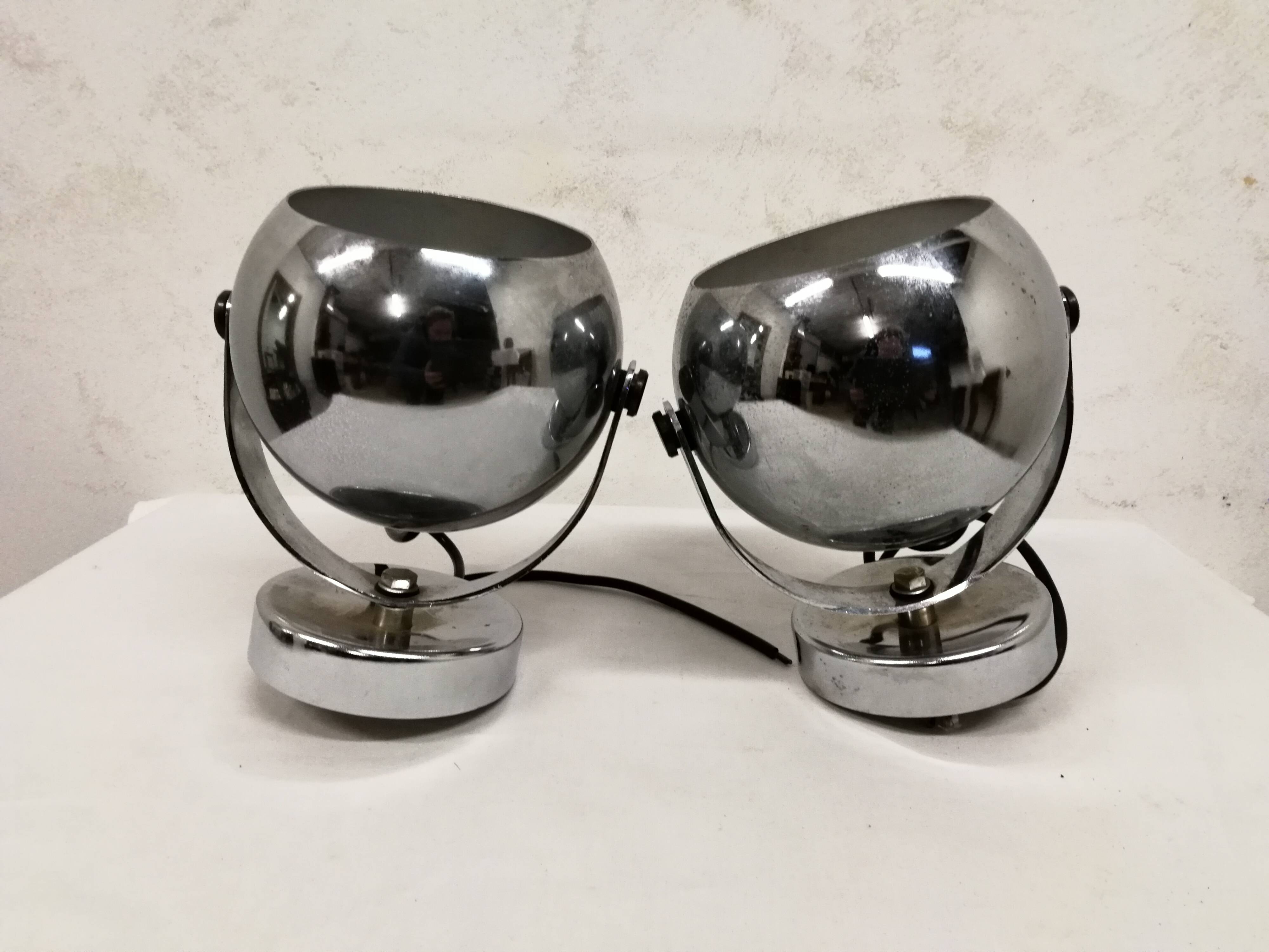 Pair of vintage chrome spotlights from the 70s