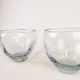 Modern set of 2 crystal bowls by Asta Strömberg, Sweden, 1950s.
