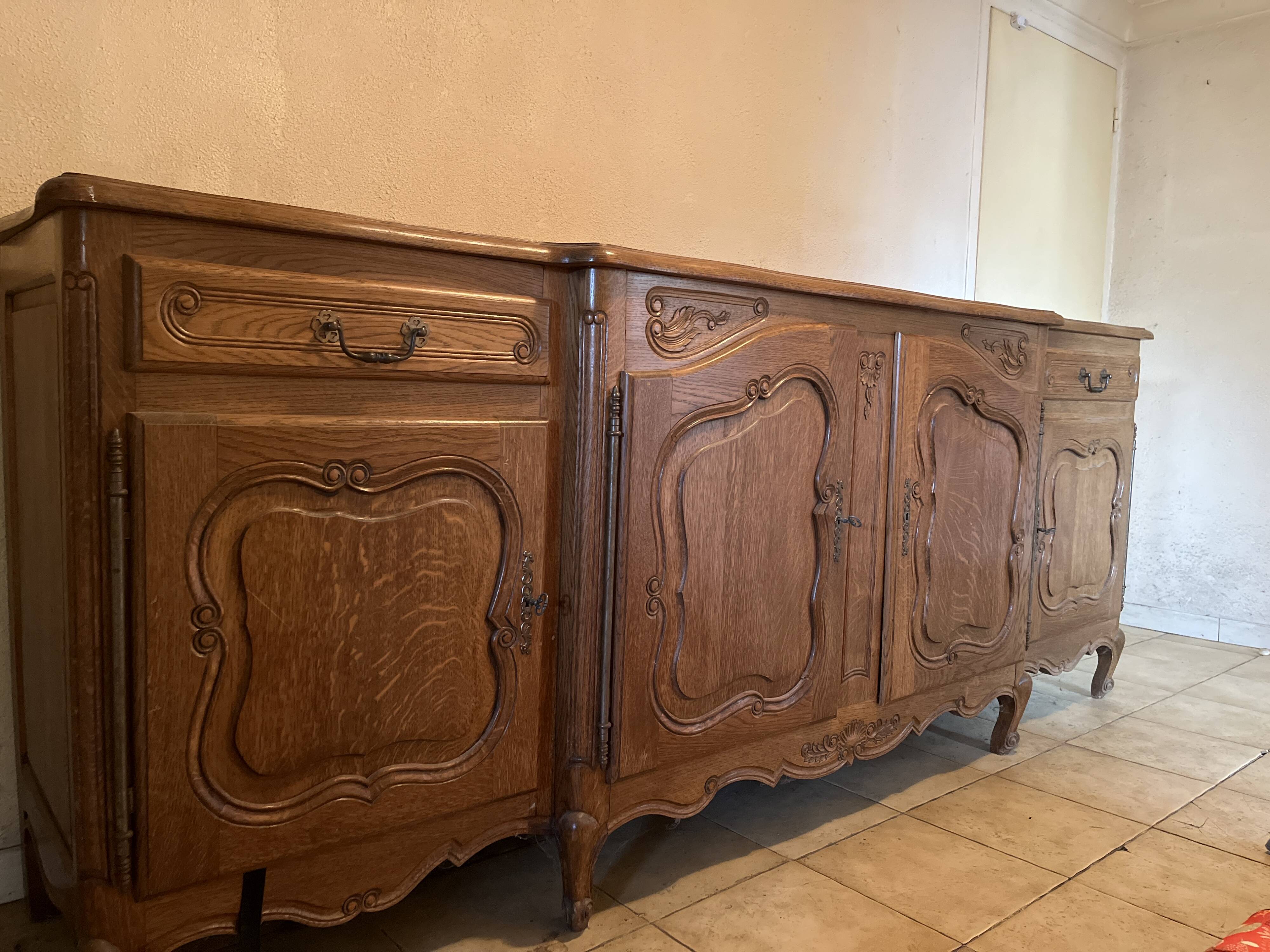 Louis XV solid oak enfilade