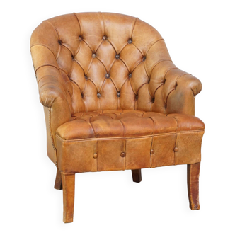 Fauteuil Chesterfield en cuir de mouton