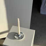 Light blue Moustiers candlestick H5 D12.5