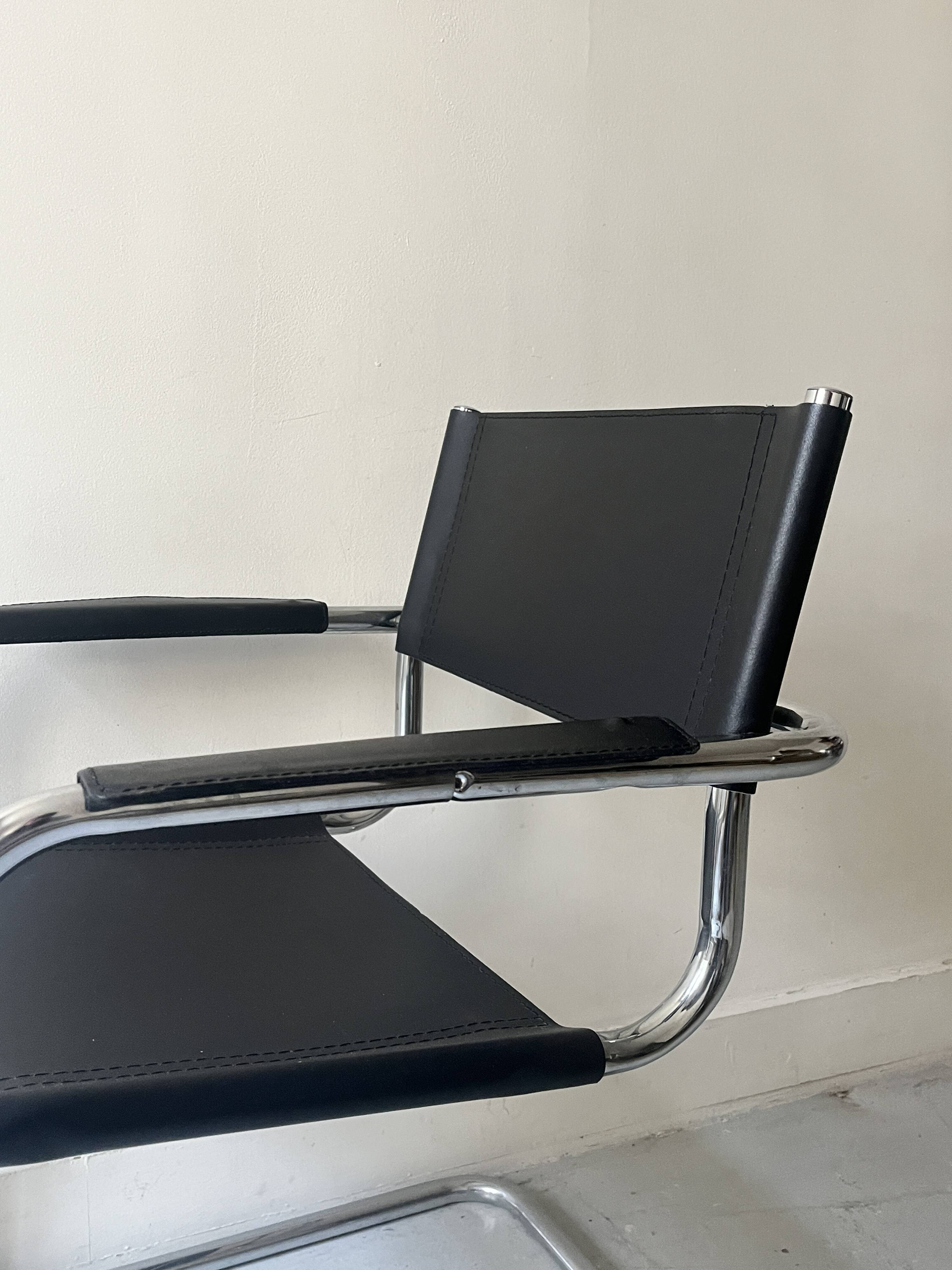 Black chrome tubular armrest chair, after Mart Stam - Breuer, 1970