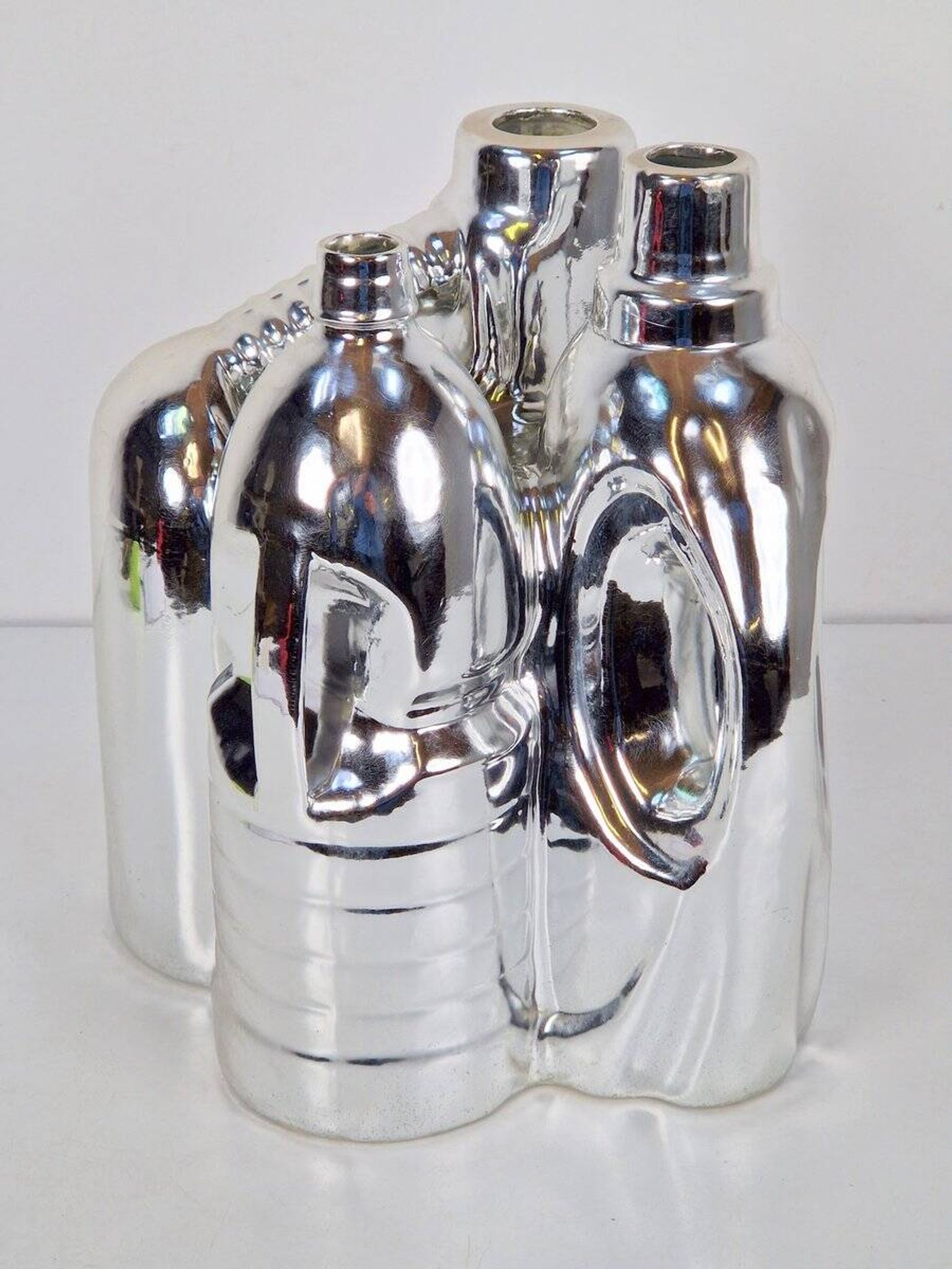Silver Ceramic Vases and Cleaning Bottles from Pols Potten, 1990s, Set of 3
