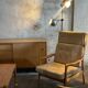Scandinavian Style Sofa + Three Armchairs Set in Light Wood and Leather