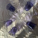 Set of 5 large vintage bubbled and blown glass glasses