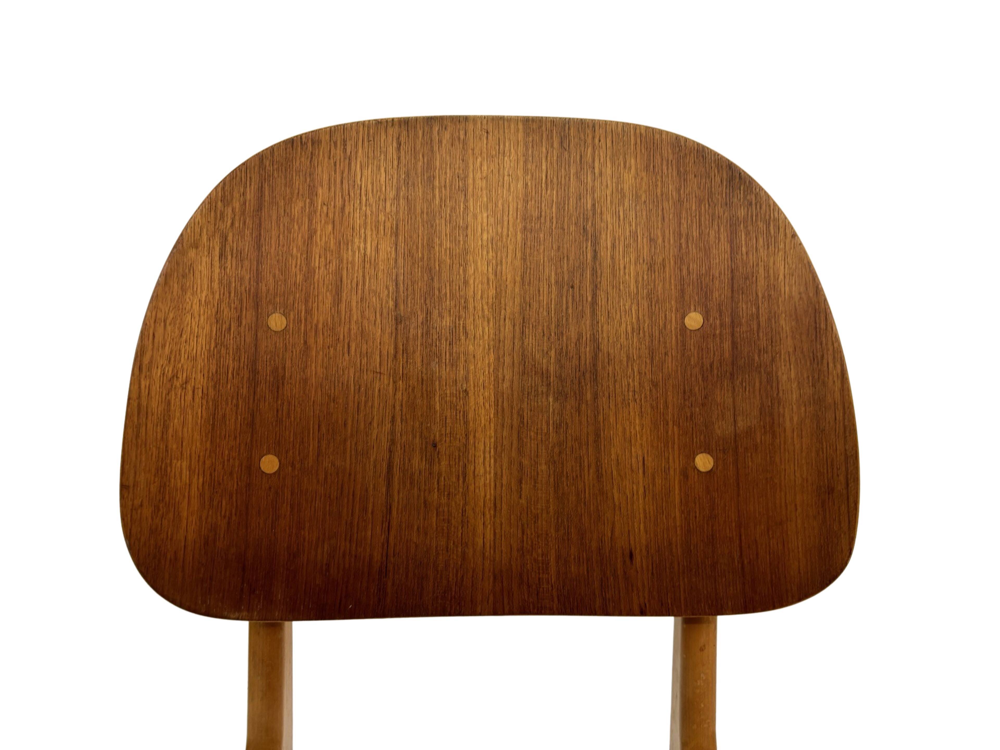 Vintage dining room chair Scandinavian 1960s plywood and teak design