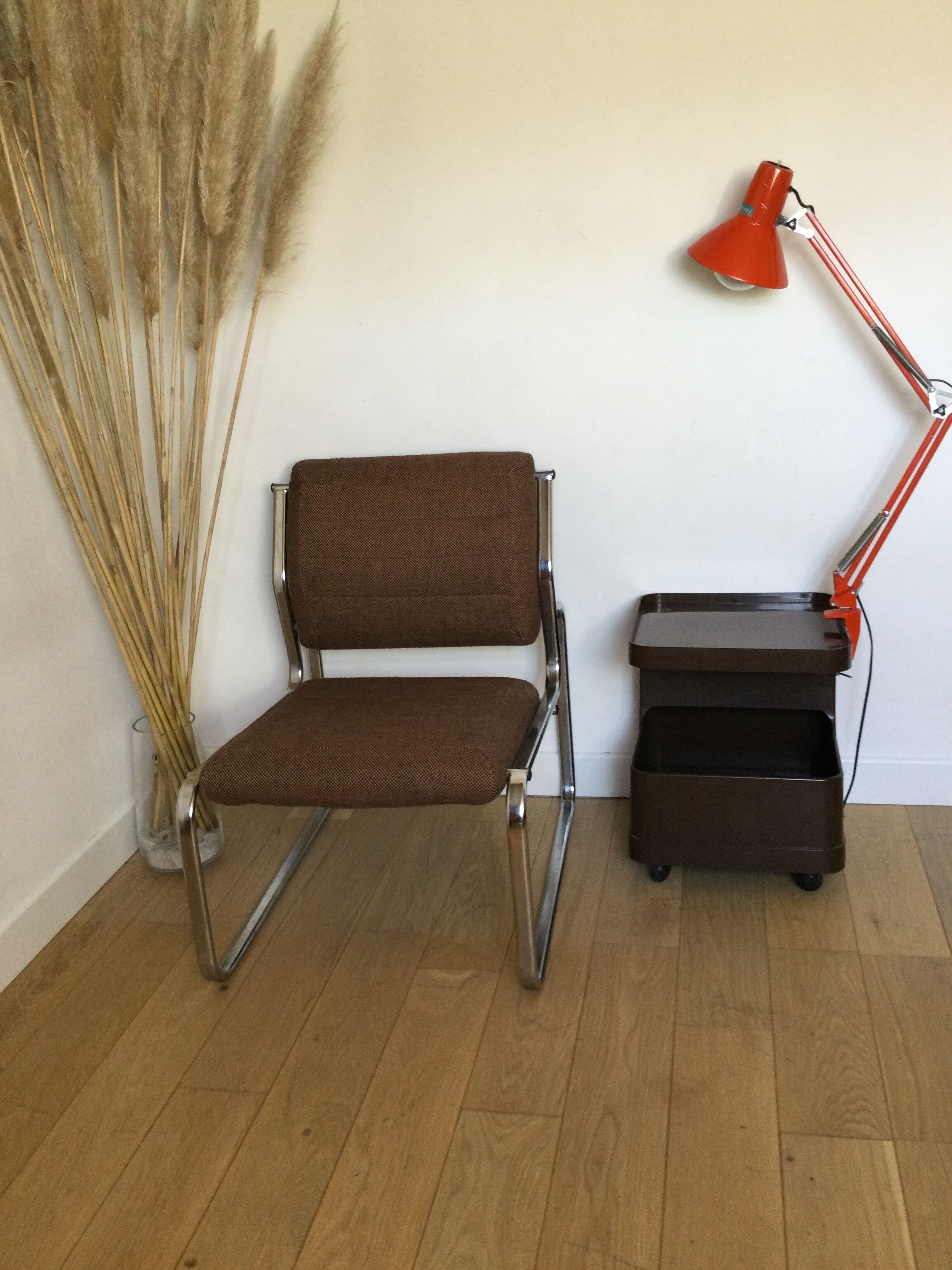 Vintage 60/70s chrome and fabric chair