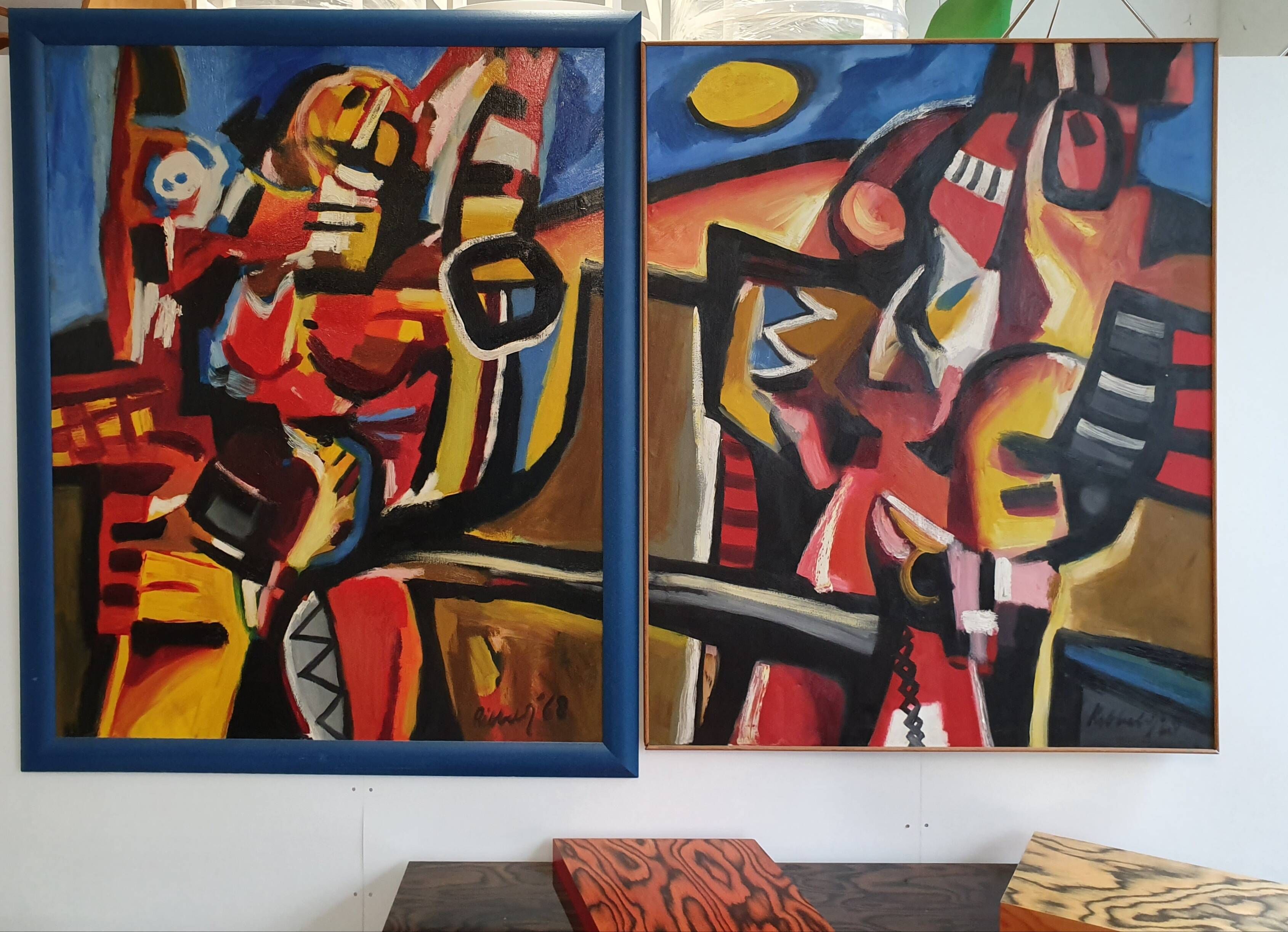 Large Dirk Jan Ribbeling Oil Painting on Canvas 1969 Amsterdam