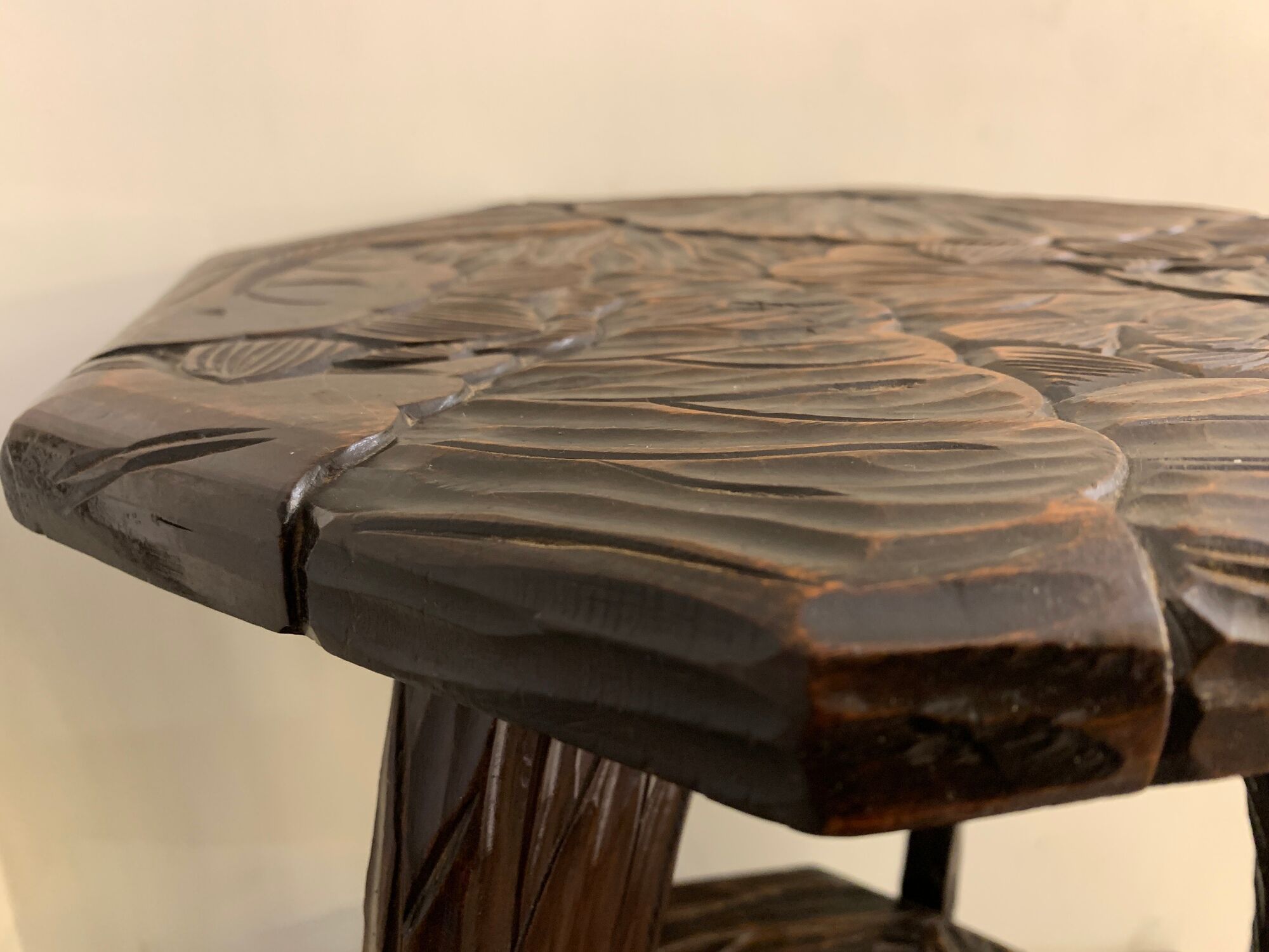 Japanese side table, carved wood, Liberty of London, 1900