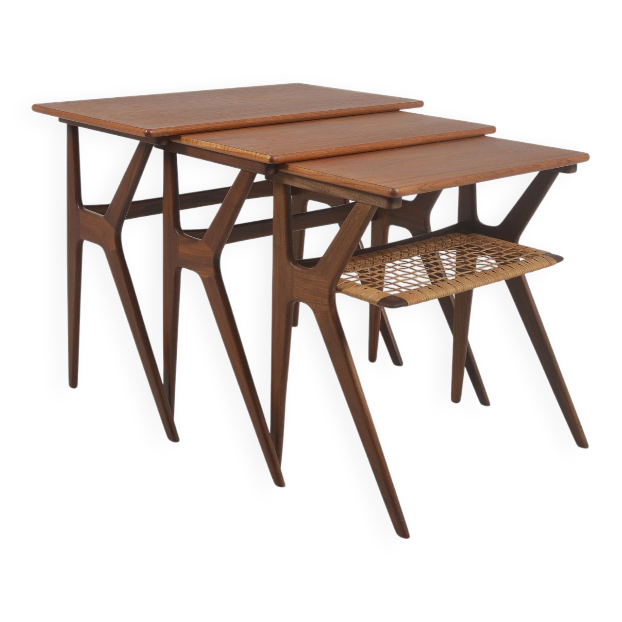 Danish nesting tables designed by Johannes Andersen for Silkeborg, 1960s