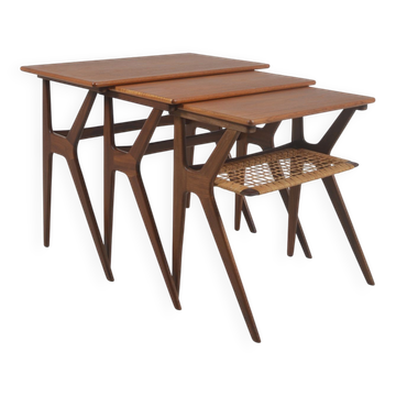 Danish nesting tables designed by Johannes Andersen for Silkeborg, 1960s