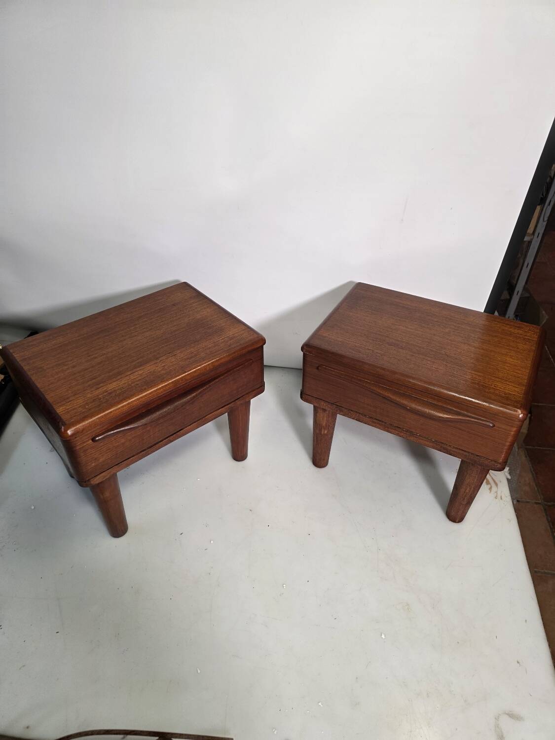 Pair of Scandinavian teak bedside tables from the 1960s.