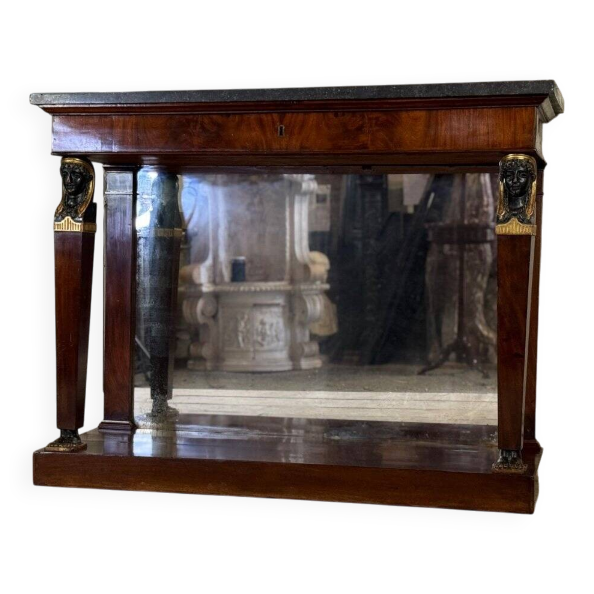 “Return from Egypt” console in mahogany, early 19th century