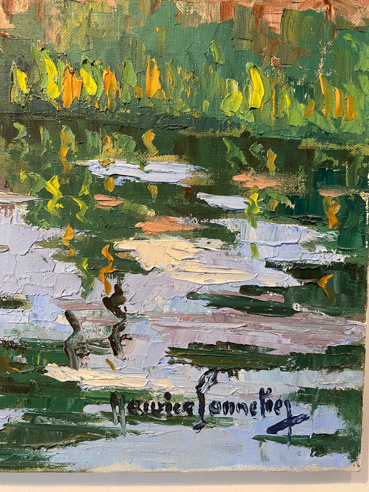 Tableau ancien, péniche à quai, signé Maurice Pannetier, années 70/80