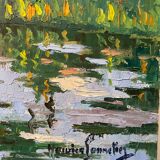 Old painting, barge at the dock, signed Maurice Pannetier, 70s/80s