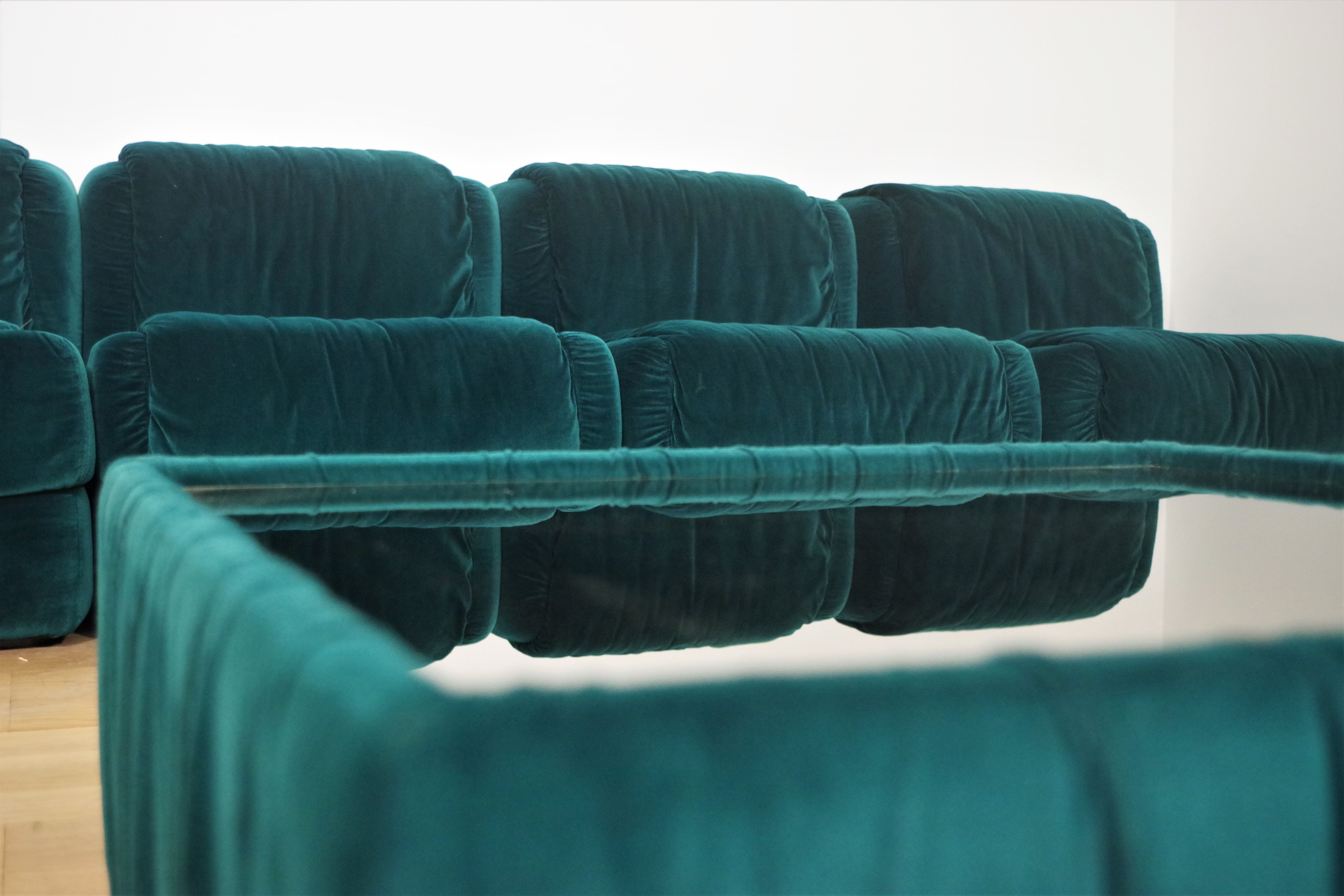 Fauteuils en Chenille de Seven Salotti, 1970s, Set de 5