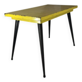 Table in the style of patinated yellow metal Tolix.