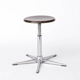 Set of 4 Vintage Industrial Stools 1970s, Chrome Adjustable Stools