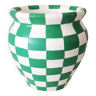 Checkerboard pattern clay pot