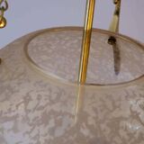 Doria Leuchten frosted glass and brass pendant light, 1970s