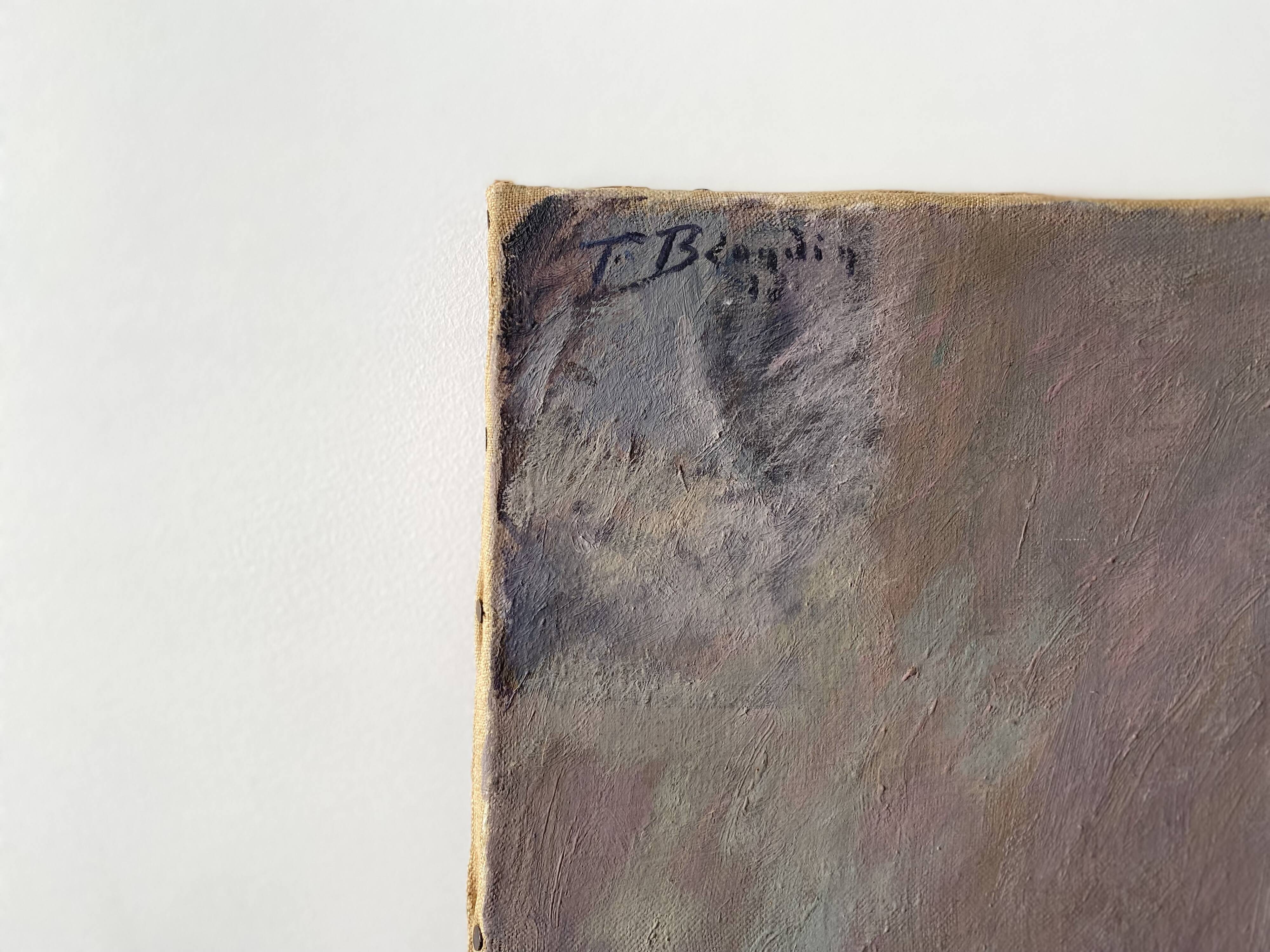 Old portrait signed Fernand Blondin dated 1932, vintage oil on canvas of a woman