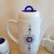 Coffee service and dessert in vintage porcelain 70s Bareuther blue décor