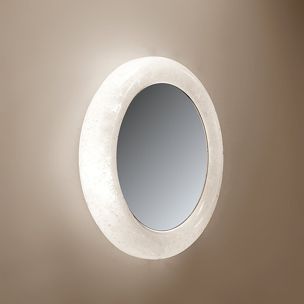 Vintage illuminated mirror in bubbled glass by Limburg - 1970s