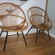 Children's rattan armchair with metal base 1950