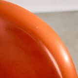Set of Single-base Orange Molded Chairs, 1970s