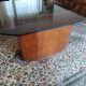 Table smoked glass and walnut bramble 80s