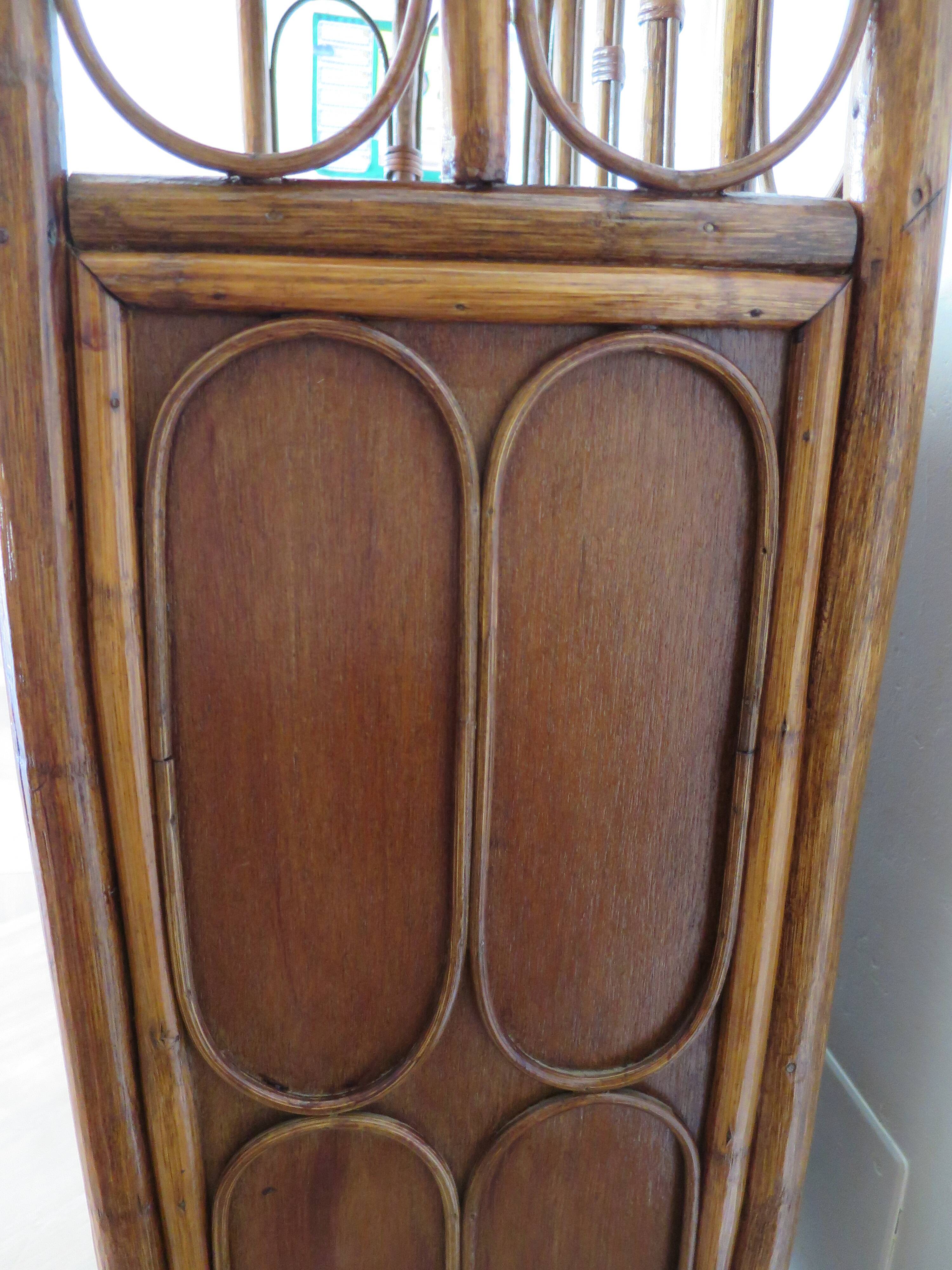 Retro-modernist - Sideboard-bookcase-2 doors-wood-rattan-cane-1960s