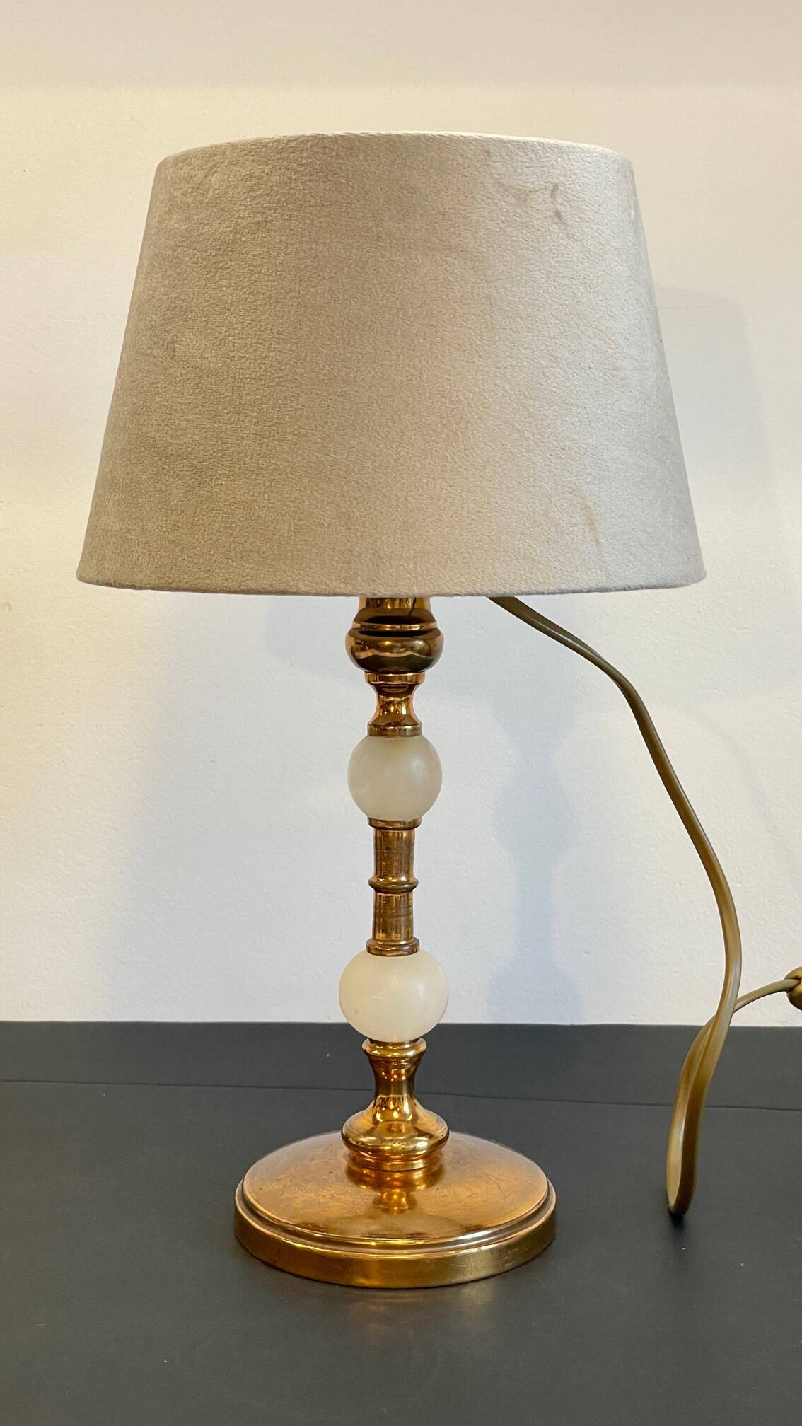 Vintage marble and velvet metal lamp