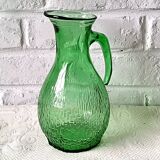 Vintage Bormioli green lemonade service from the 1970s, jug and glasses from Italy.
