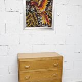 3-drawer chest with splayed legs, 1960s, honey color