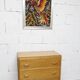 Commode 3 tiroirs pieds compas 1960 couleur miel