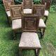 Series of 6 Chairs Neo Basque Wood Carved Cross Basque + Assise Fabric Vintage