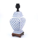 White and blue porcelain lamp