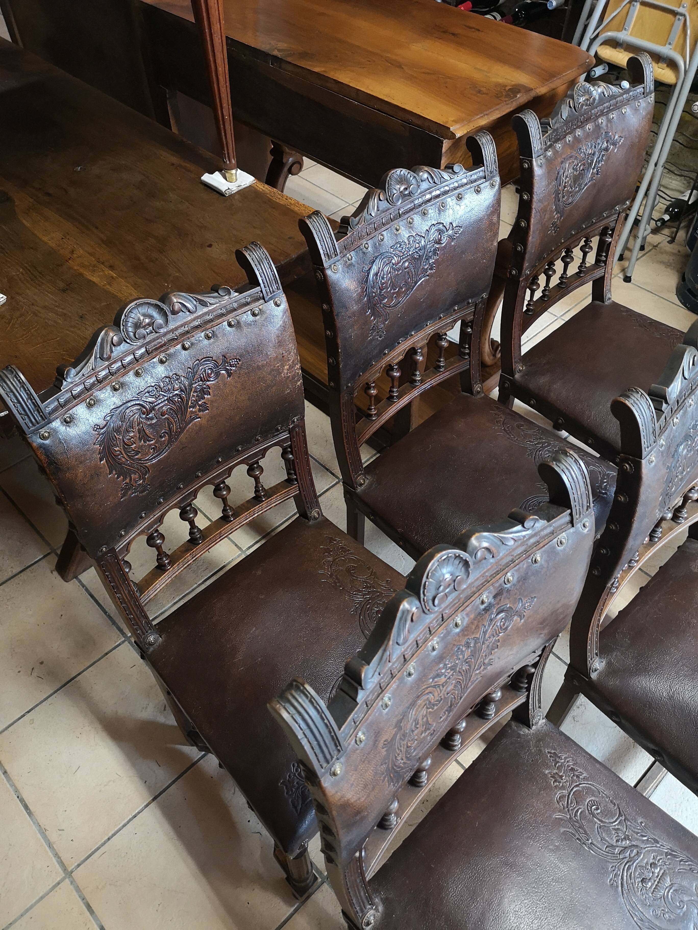 Lot of 6 chairs Henri II